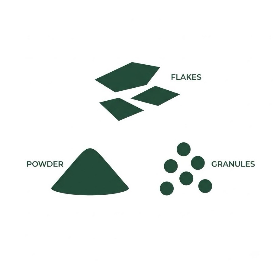 Dehydrated produce available in flakes powder and granule forms